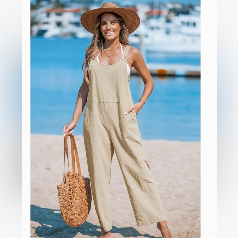 Cupshe Light Tan Sleeveless Jumpsuit